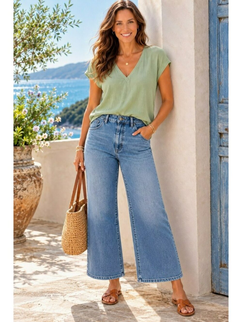 Mavi Paloma Mid Rise Wide Leg Jeans Womens 31/31 Blue